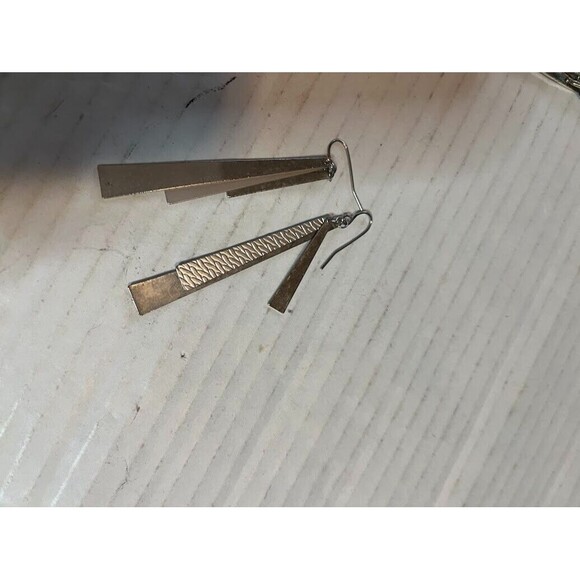 1 Pr Open Teardrop 1.5", 1 Pr 2" Lng Trngle ,1 Pr  1.5"Teardrop Silver Earrings - Picture 5 of 6